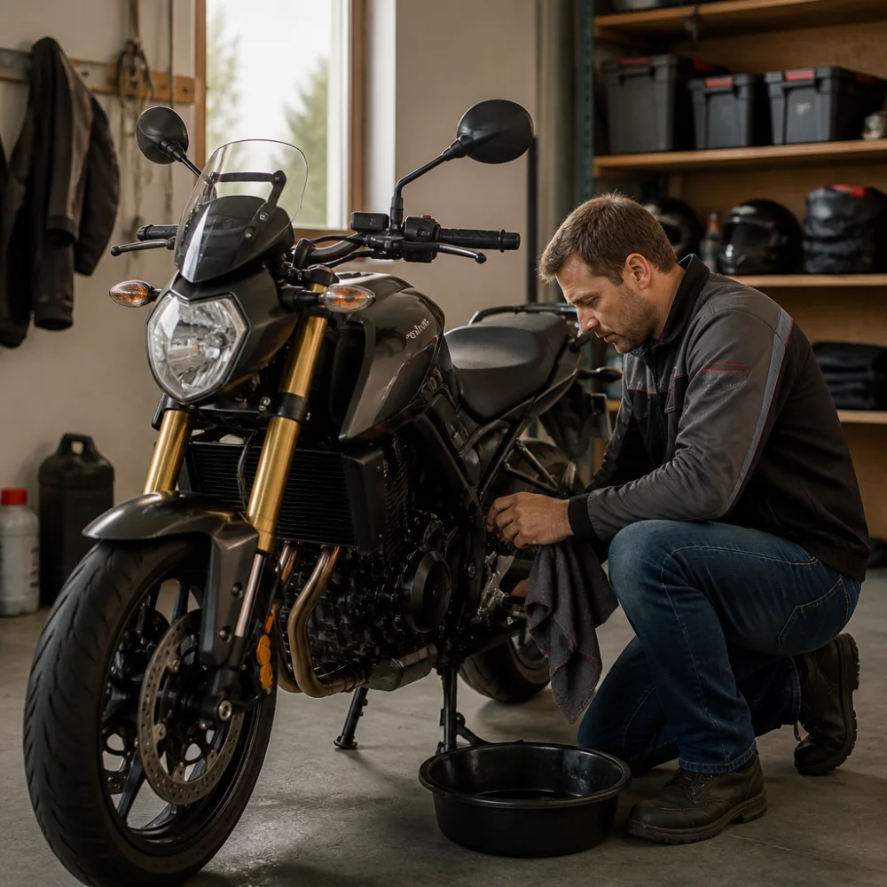 Zazimování Motorky A Příprava Na Dlouhé Stání